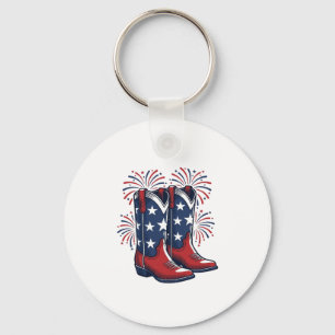 Llavero Botas de vaquero patrióticas Diseño de camisa occi