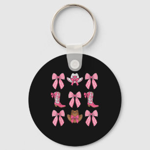 Llavero Botas y sombreros de vaquera rosa con lazo coqueta