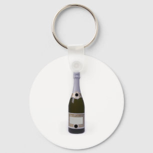 Llavero Botella de champán con etiqueta en blanco