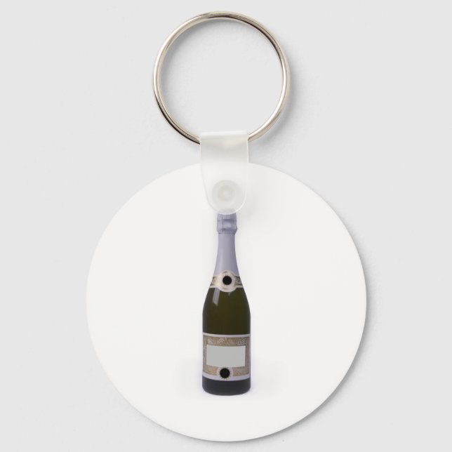 Llavero Botella de champán con etiqueta en blanco (Anverso)
