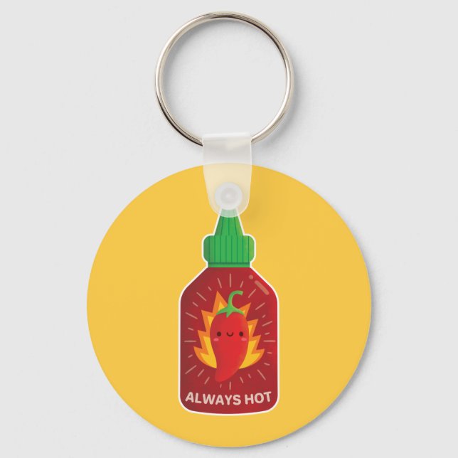 Llavero Botella de salsa de pimienta roja siempre caliente (Anverso)