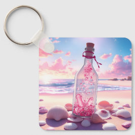 Llavero Botella flotante romántica transparente