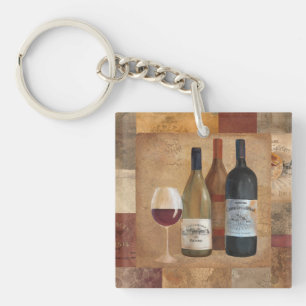 Llavero Botellas y copa de vino de vino del vintage