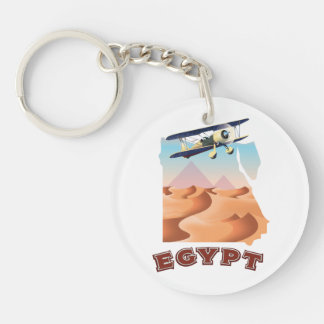 Llavero Botón de afiche de viaje del mapa de Egipto vintag
