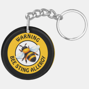 Llavero Botón de Alerta de Alergia Grave a las Abejas