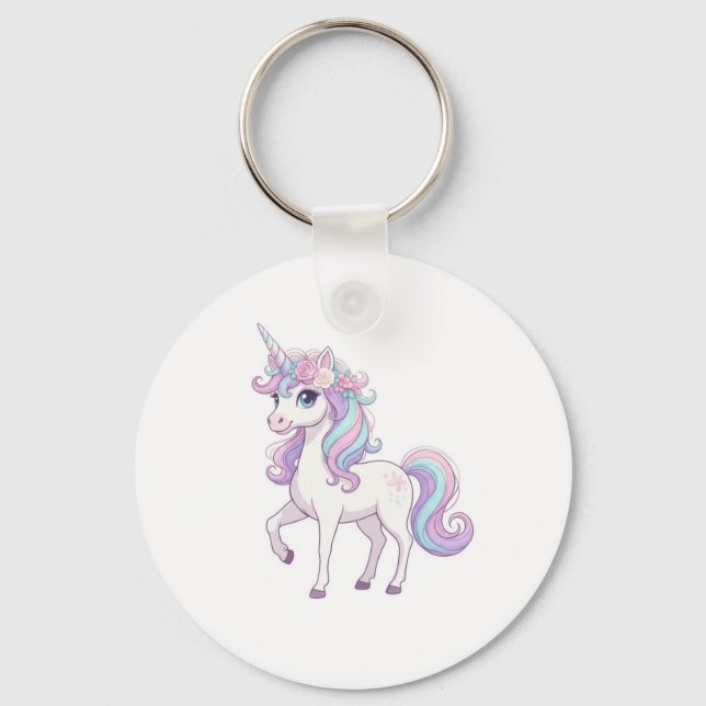 Llavero Botón de fiesta de unicornios (Anverso)