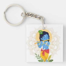 Llavero Botón de Krishna con flauta