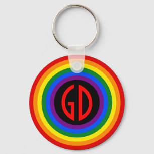 Llavero BOTÓN DE LA BANDERA DE LLUVIA + su signo o monogra