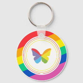 Llavero Botón de Orgullo LGBTQ+ Mariposa Arcoíris