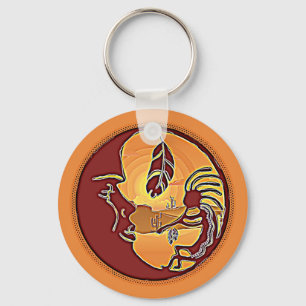 Llavero Botón de paisaje - Pluma de Luna de Kokopelli 1