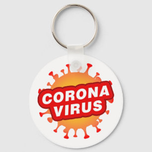 Llavero Botón de redondeo de texto CoronaVirus de cadena