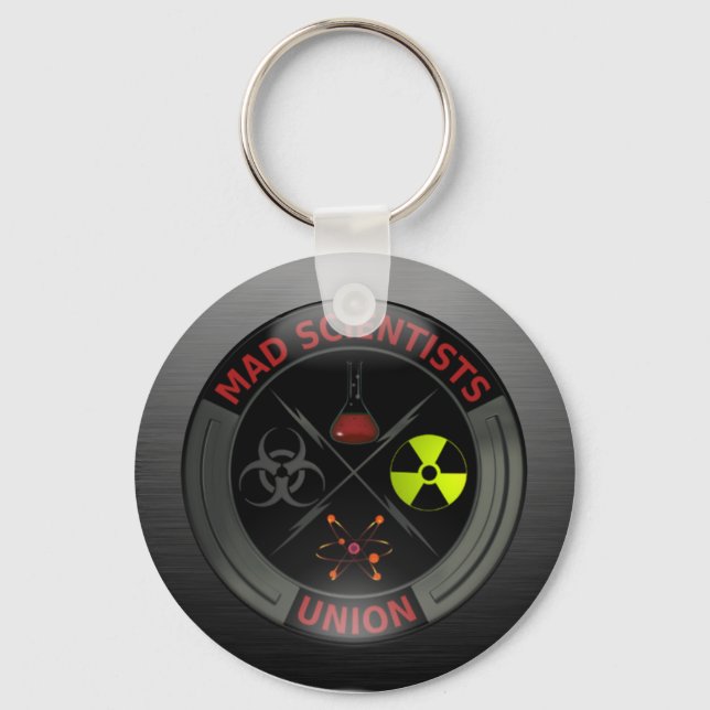 Llavero Botón de unión de científicos locos brillante (Anverso)
