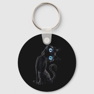 Llavero Botón Meme Gatito Perezoso Negro Lindo Ojos Amante