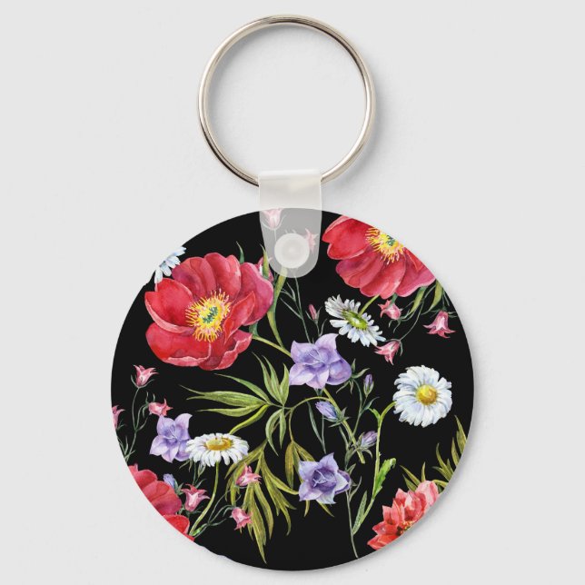 Llavero Bouquet de flores acuáticas: patrón sin foco (Anverso)