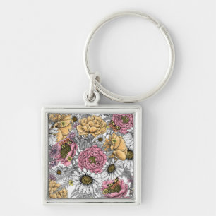 Llavero Bouquet de flores - rosas, peonías, daisies y fe