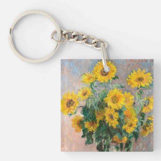 Llavero Bouquet de girasoles por Monet Impresionist (Frente)