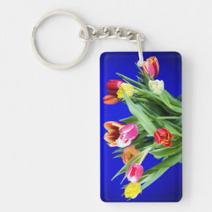 Llavero Bouquet de tulipanes en azul