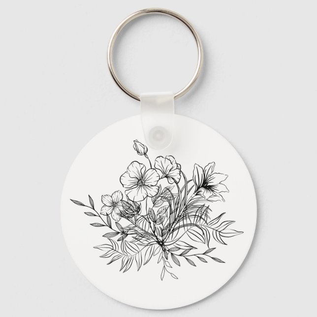 Llavero Bouquet floral minimalista (Anverso)