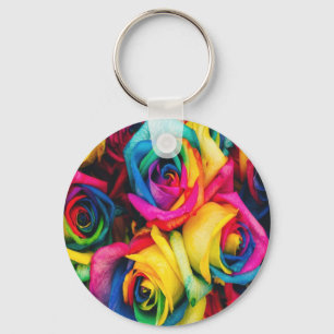 Llavero Bouquet Rosas arcoiris