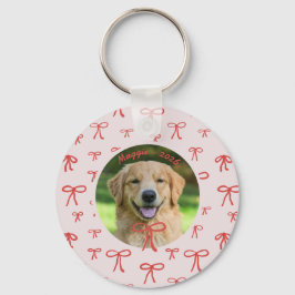 Llavero Bow Coquette Personalized Pet Photo Keychain