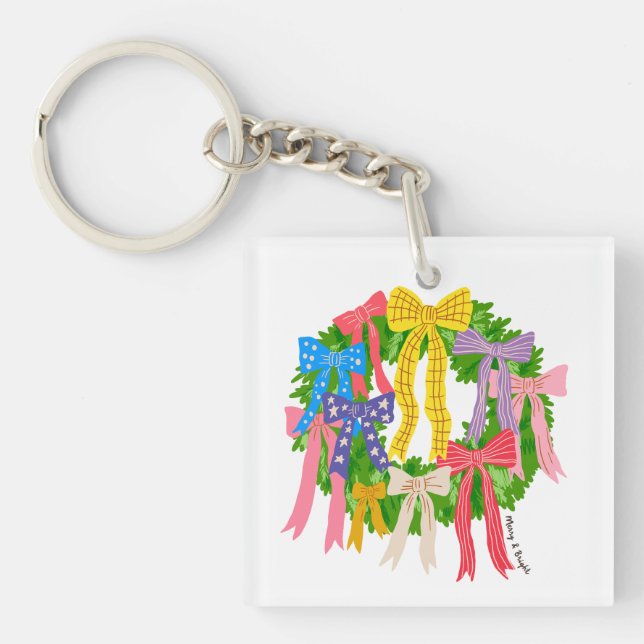 Llavero Bow Merry And Bright Navidad  (Frente)