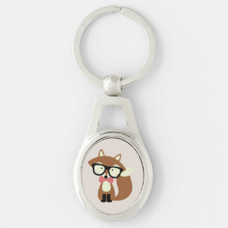 Llavero Bow Tie y Glasses Hipster Brown Fox