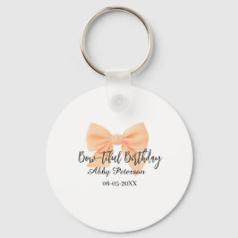 Llavero Bow-tiful birthday orange bow name date simple pas