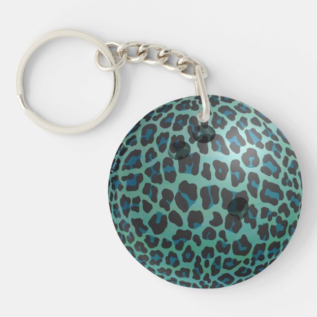 Llavero Bowling Ball Leopard Verde azulado (Frente)