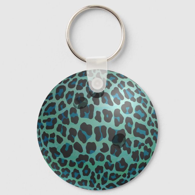 Llavero Bowling Ball Leopard Verde azulado (Anverso)