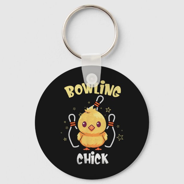 Llavero Bowling Chick Funny Chicken Athlete Bowler Men Wom (Anverso)