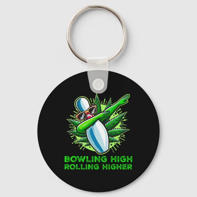 Llavero Bowling High Rolling Higher Funny Weed Bowling Dab (Anverso)