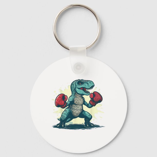 Llavero Boxeador de dinosaurios de boxeo T-rex Kickboxing  (Anverso)