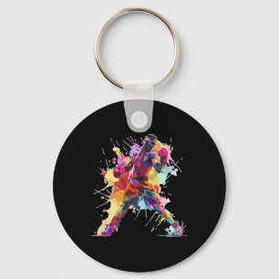 Llavero Boxeador Hombre Boxeo Pintura Salpicadura Kickboxe