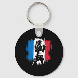 Llavero Boxeadora con bandera de Francia - Kickboxing feme