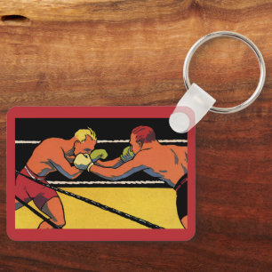 Llavero Boxeo Deportivo Vintage Art Deco, Boxers Punteando