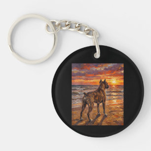 Llavero Boxer atigrado en Sunset Beach Regalo de arte de p