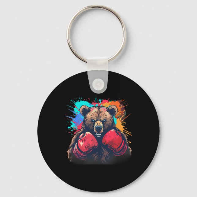 Llavero Boxer Bear With Boxing Gloves Kickboxing Funny Box (Anverso)
