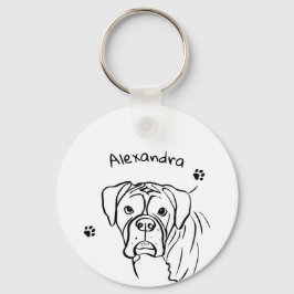 Llavero Boxer caprichoso: Arte de líneas de texto editable