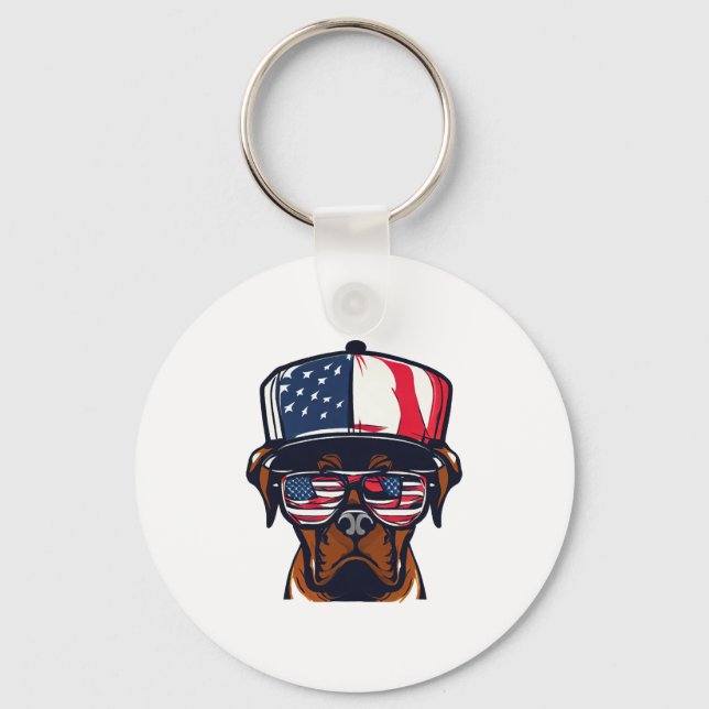 Llavero Boxer Dog 4 de julio (Anverso)