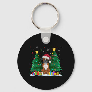 Llavero Boxer Dog Amantes de Santa Hat Navidades feos suét
