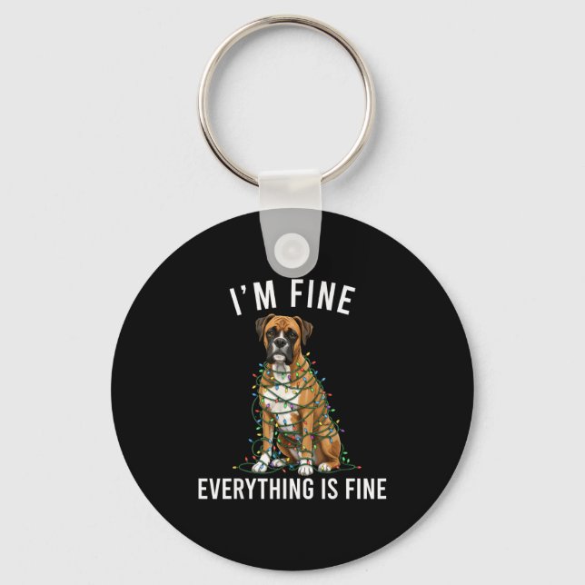 Llavero Boxer Dog Christmas I'm Fine Everything Is Fine  (Anverso)