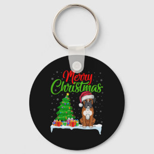 Llavero Boxer Dog Christmas Tree ilumina divertidas navida