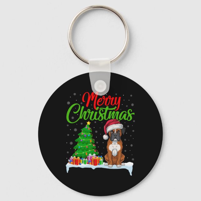 Llavero Boxer Dog Christmas Tree ilumina divertidas navida (Anverso)