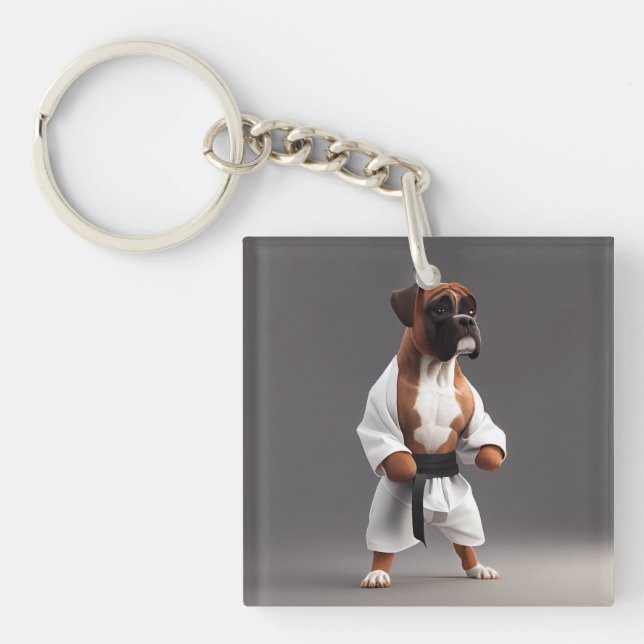 Llavero Boxer Dog Play Karate, Boxer Dog Karate Player (Frente)
