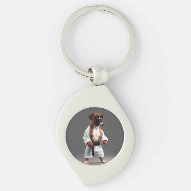 Llavero Boxer Dog Play Karate, Boxer Dog Karate Player (Anverso)
