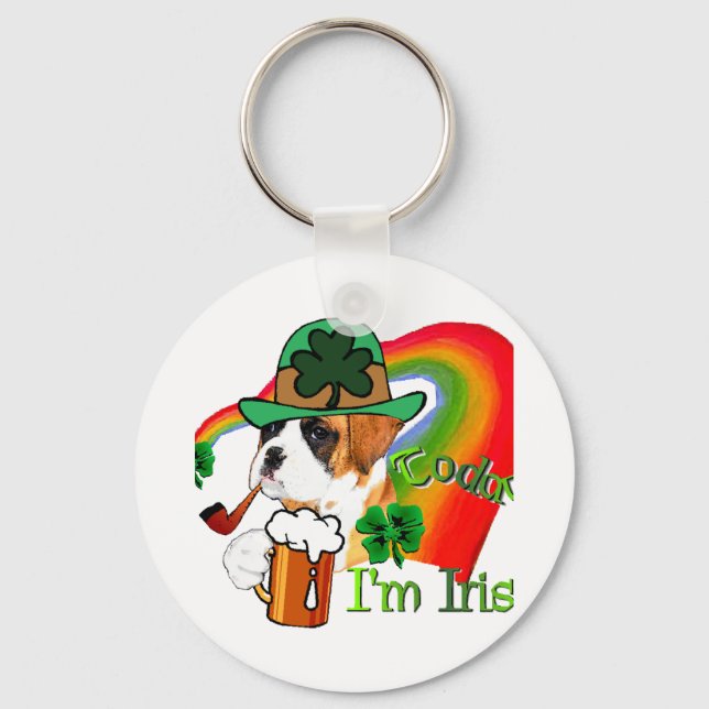 Llavero Boxer Dog St Patrick's Day (Anverso)
