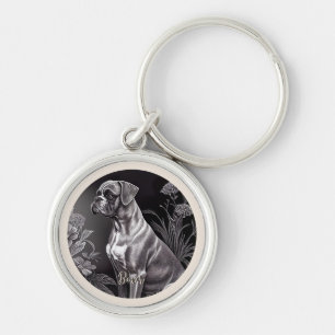 Llavero Boxer Dog Vintage Art Metal Keychain
