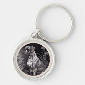 Llavero Boxer Dog Vintage Art Metal Keychain