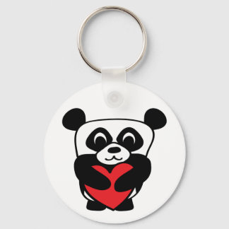 Llavero Boy Panda con gran corazón rojo