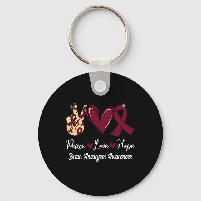 Llavero Brahim Aneurysm Awareness Peace Love Hope Burgundy (Anverso)